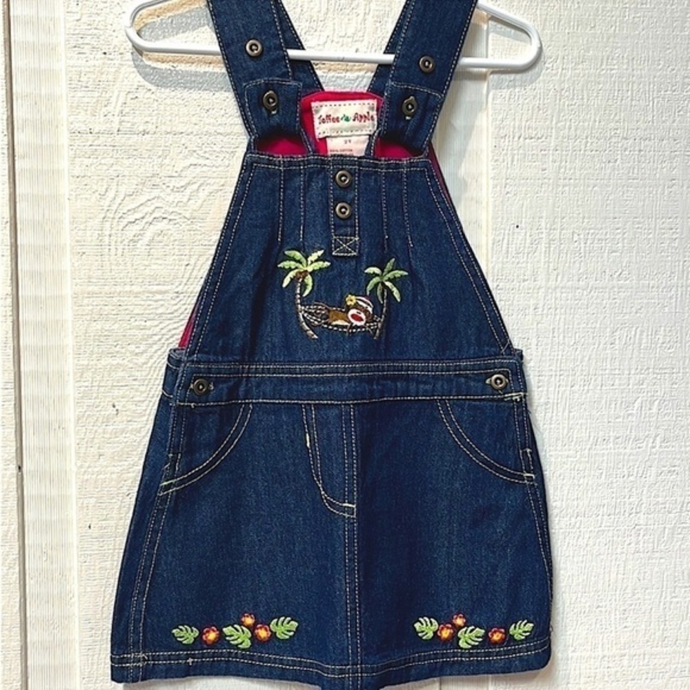 Toffee Apple embroidered jean‎ jumper dress size 2T